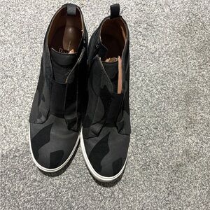Paolo Black Camouflage Slip-On High-Top Sneakers with White Sole Trim